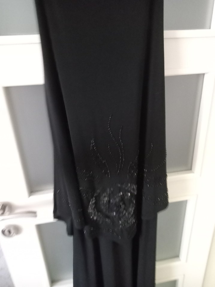 Kadın Siyah Uzun Drapeli Askılı Elbise - Görsel 2