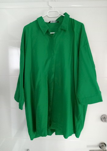 Yeşil Kadın Kısa Kollu Salaş Bluz - Görsel 3