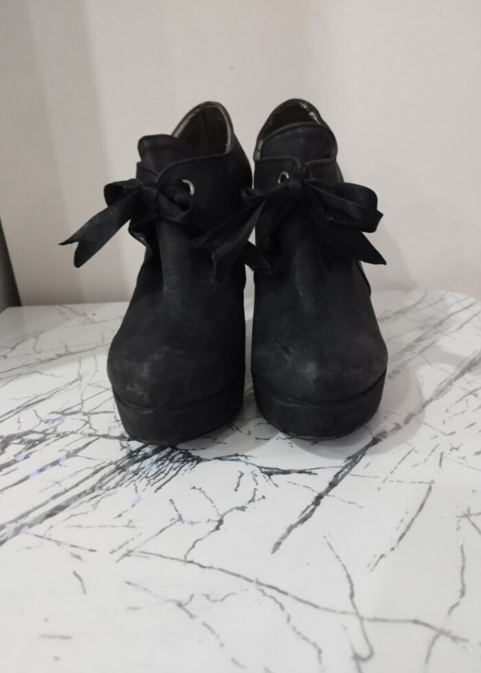 37 numara füme rengi topuklu ayakkabi - Görsel 5