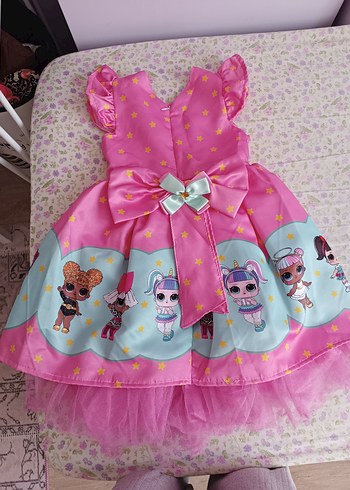 Pembe Nakışlı Kız Çocuk Elbisesi - Görsel 3