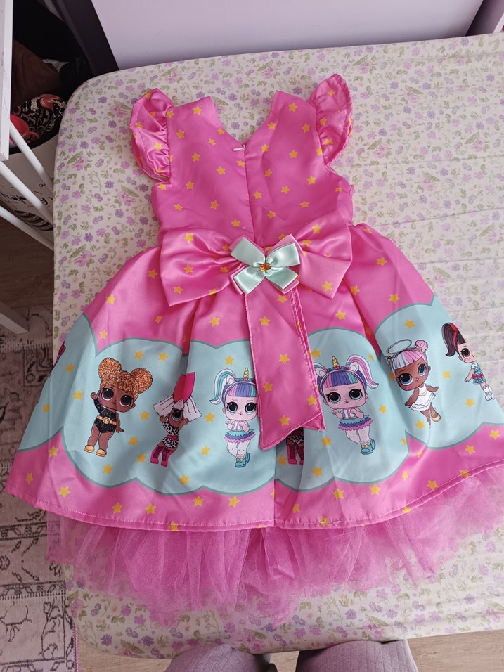 Pembe Nakışlı Kız Çocuk Elbisesi - Görsel 3