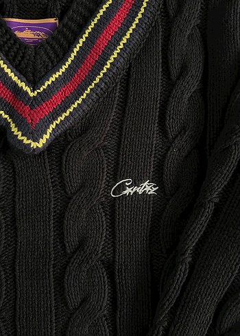Corteiz Wimbledon Siyah Örgü Kazak - Görsel 2