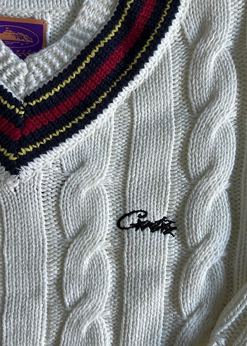 Corteiz Wimbledon beyaz Örgü Kazak - Görsel 3