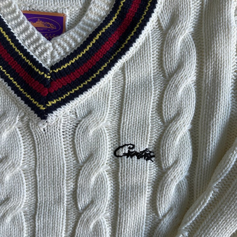 Corteiz Wimbledon beyaz Örgü Kazak - Görsel 3