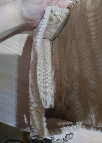 Bej Zebra Desenli Örgü Kadın Çanta - Görsel 3