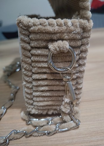 Bej Zebra Desenli Örgü Kadın Çanta - Görsel 5