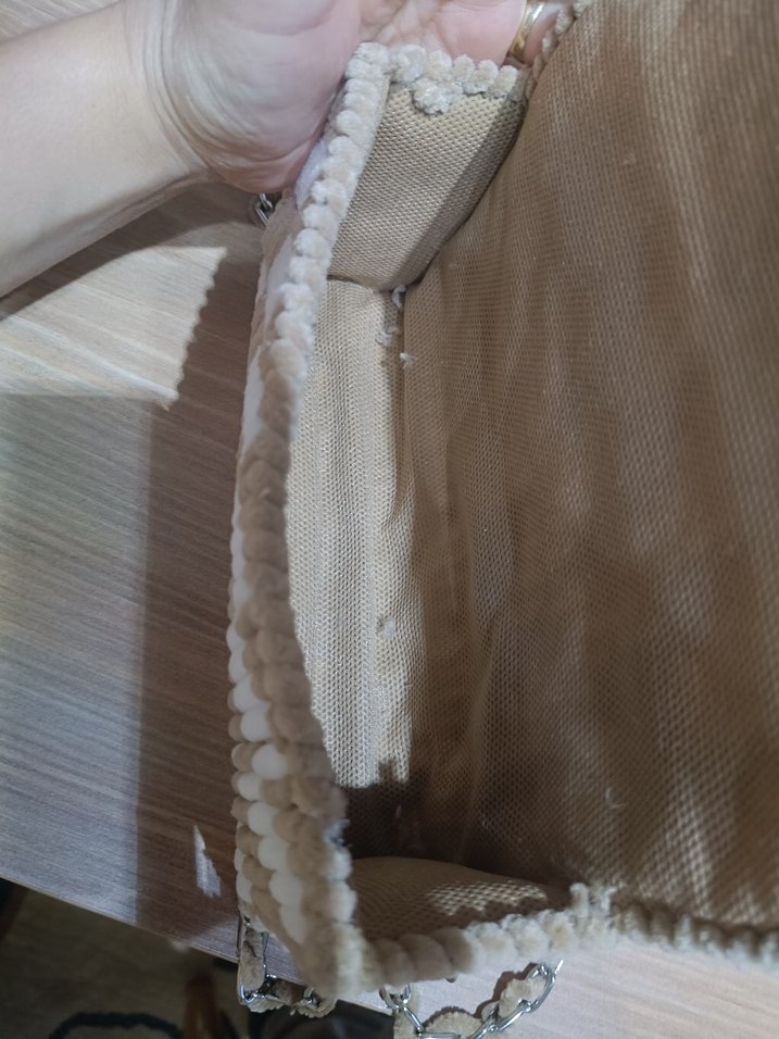 Bej Zebra Desenli Örgü Kadın Çanta - Görsel 3