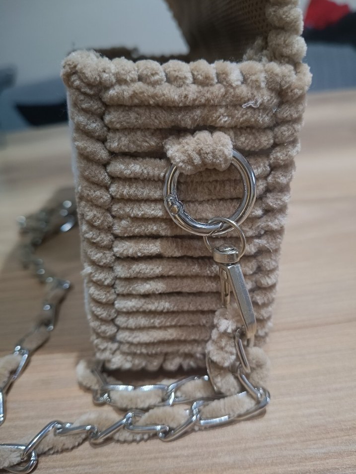 Bej Zebra Desenli Örgü Kadın Çanta - Görsel 5