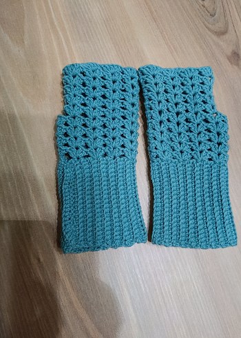 Turkuaz Örgü Bohem Kadın Eldiveni - Görsel 2