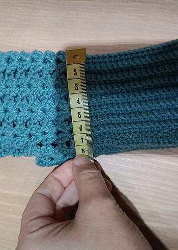 Turkuaz Örgü Bohem Kadın Eldiveni - Görsel 6