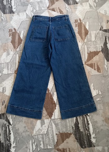 H&M Kadın Lacivert Bol Kesim Midi Kot Pantolon