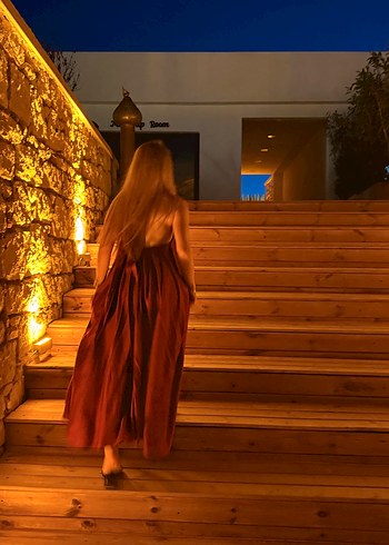 xs Beden kahverengi Renk Bordo Drapeli Uzun Askılı Elbise