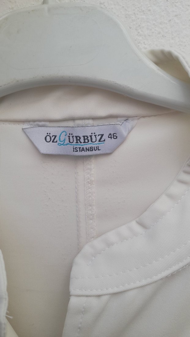 Düğmeli Kısa Beyaz Kadın Blazer Ceket - Görsel 3