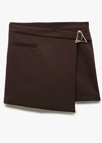 Kahverengi gold Tokalı şort etek - Görsel 4