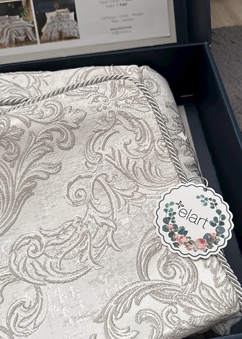 Elart Beyaz Gri Desenli Yatak örtüsü - Görsel 2