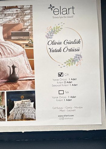 Elart Beyaz Gri Desenli Yatak örtüsü - Görsel 3