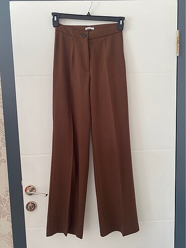 Addax Addax wide leg kumaş pantolon kahverengi