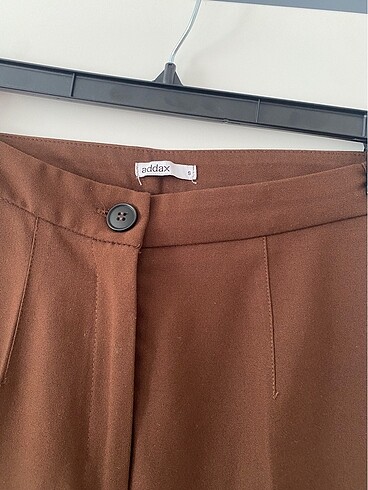 s Beden Addax wide leg kumaş pantolon kahverengi