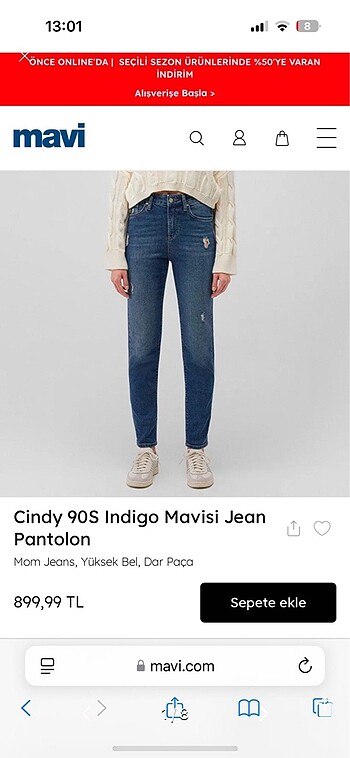 Mavi kadın mom jean