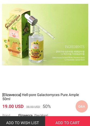 Elizavecca Hell-pore Galactomyces Saf Ampul 50ml