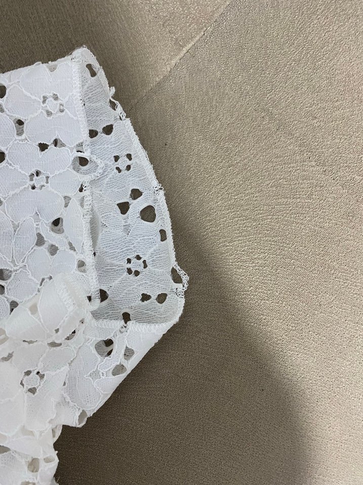 Dantel İşlemeli Beyaz Mini Bluz - Görsel 5