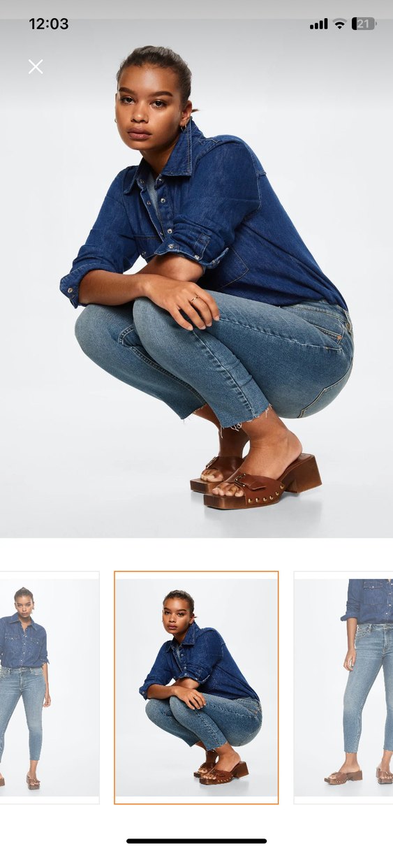 Mango Kemer Detaylı Normal Boy Kadın Kot Pantolon - Görsel 2