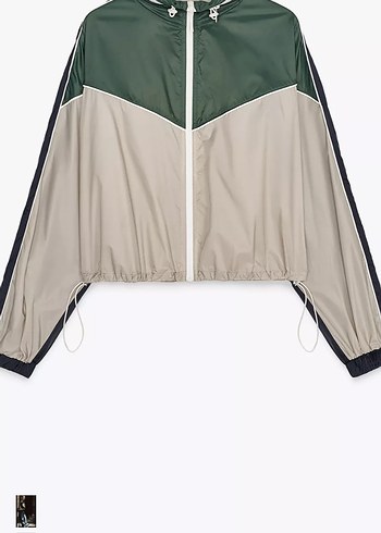 Zara Kadın Haki ve Gri Desenli Denim Bomber Ceket - Görsel 4