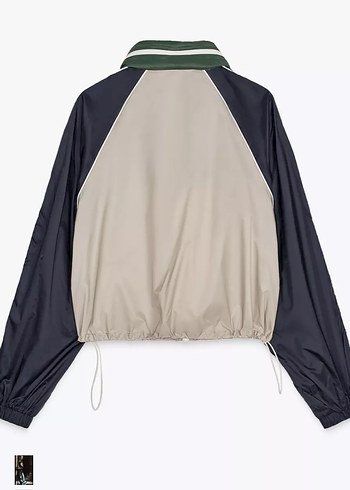 Zara Kadın Haki ve Gri Desenli Denim Bomber Ceket - Görsel 5