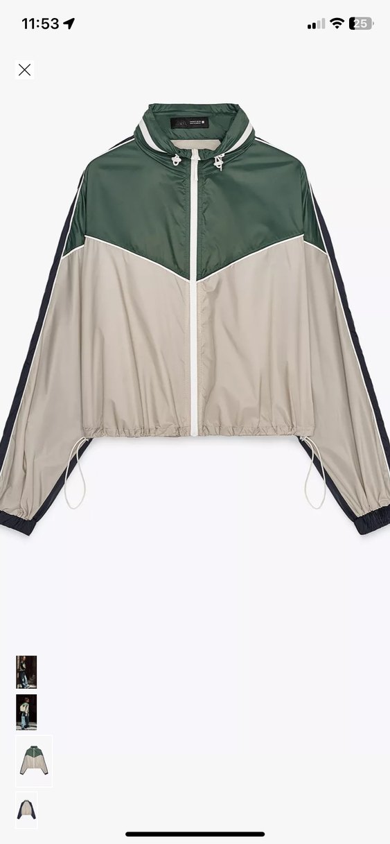 Zara Kadın Haki ve Gri Desenli Denim Bomber Ceket - Görsel 4