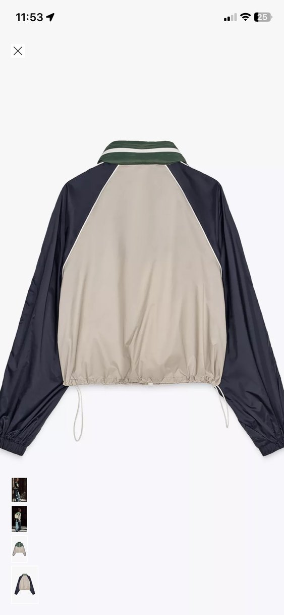 Zara Kadın Haki ve Gri Desenli Denim Bomber Ceket - Görsel 5