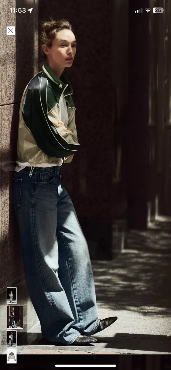 Zara Kadın Haki ve Gri Desenli Denim Bomber Ceket - Görsel 2