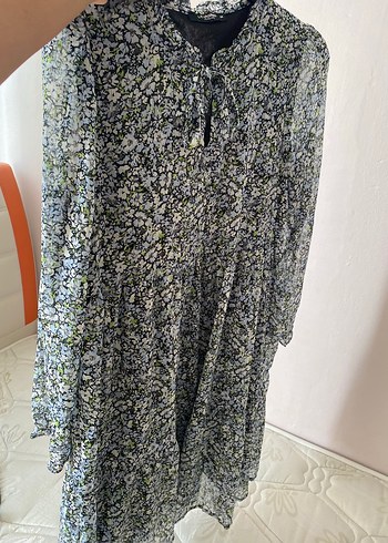 Gri V Yaka Uzun Kollu Salaş Elbise - Görsel 6