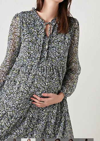 Gri V Yaka Uzun Kollu Salaş Elbise - Görsel 4