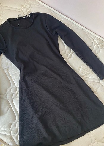 Uzun Kollu Siyah Mini Kadın Elbise sırt detaylı - Görsel 3