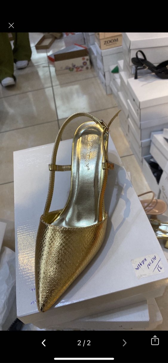 Altın Renkli Kemerli Stiletto Kadın Abiye Ayakkabı - Görsel 2