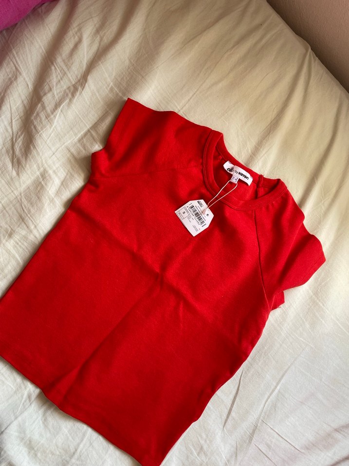 Kırmızı tişört kadın koton - Görsel 3