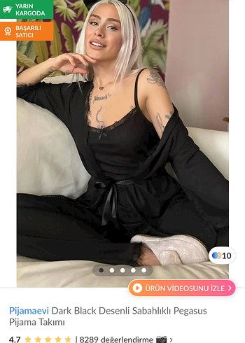 Pegasus Siyah Desenli Mini Pijama Takımı