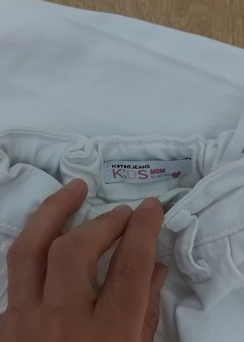 11-12 Yaş Beden Beyaz mom kiz Çocuk Denim Pantolon