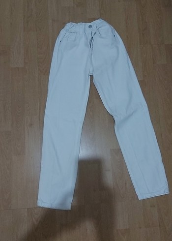 Beyaz mom kiz Çocuk Denim Pantolon