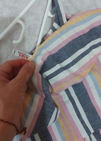 11-12 Yaş Beden Çok Renkli Düğmeli Uzun Bohem Elbise