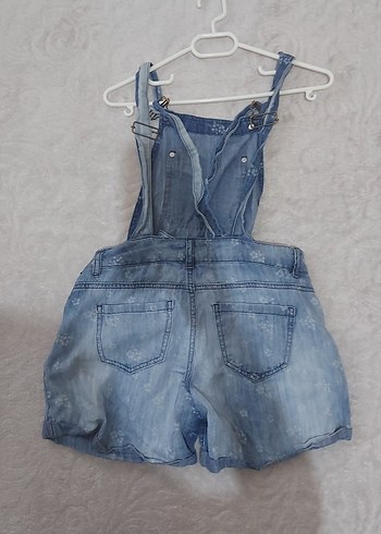 LC Waikiki 34 beden Kız Çocuk Mavi Batik Denim Askılı Şort Tulum