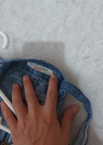 Standart Beden Beden 34 beden Kız Çocuk Mavi Batik Denim Askılı Şort Tulum
