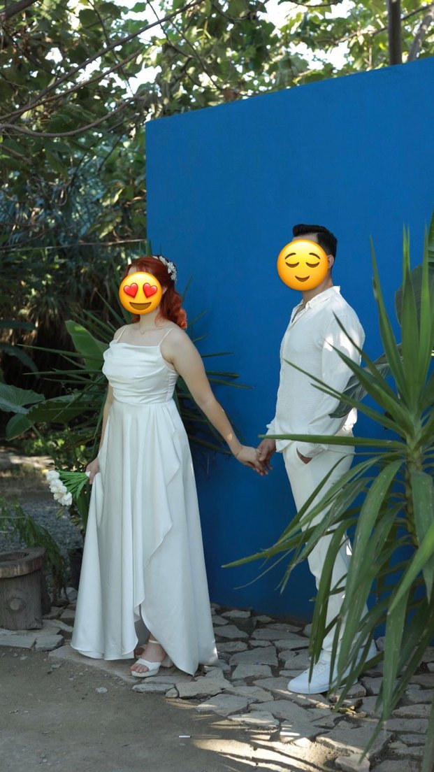 Beyaz Midi Straplez Düğün Elbisesi - Görsel 3