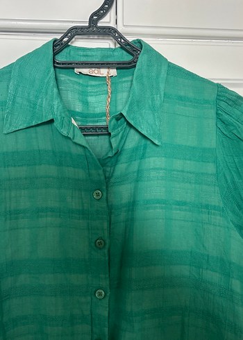 Yeşil Keten Düğmeli Bohem Gömlek - Görsel 2