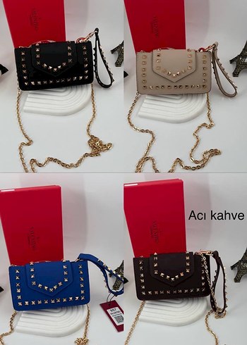 Beden Perçinli Siyah Deri Kadın Çanta
