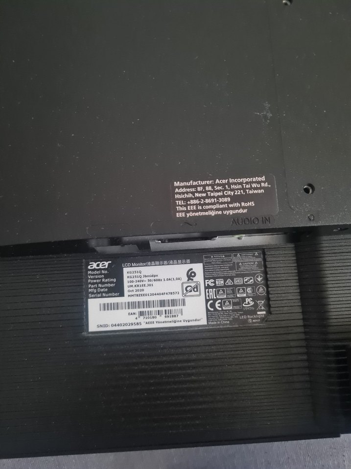 Acer KG251Q Jbmidpx 165hz 1ms 24.5" 
Monitör - Görsel 3