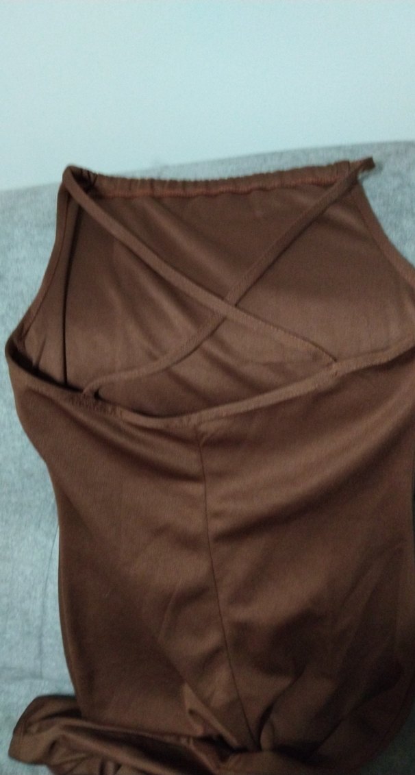 Drapeli Kahverengi Uzun Hamile Eteği - Görsel 3