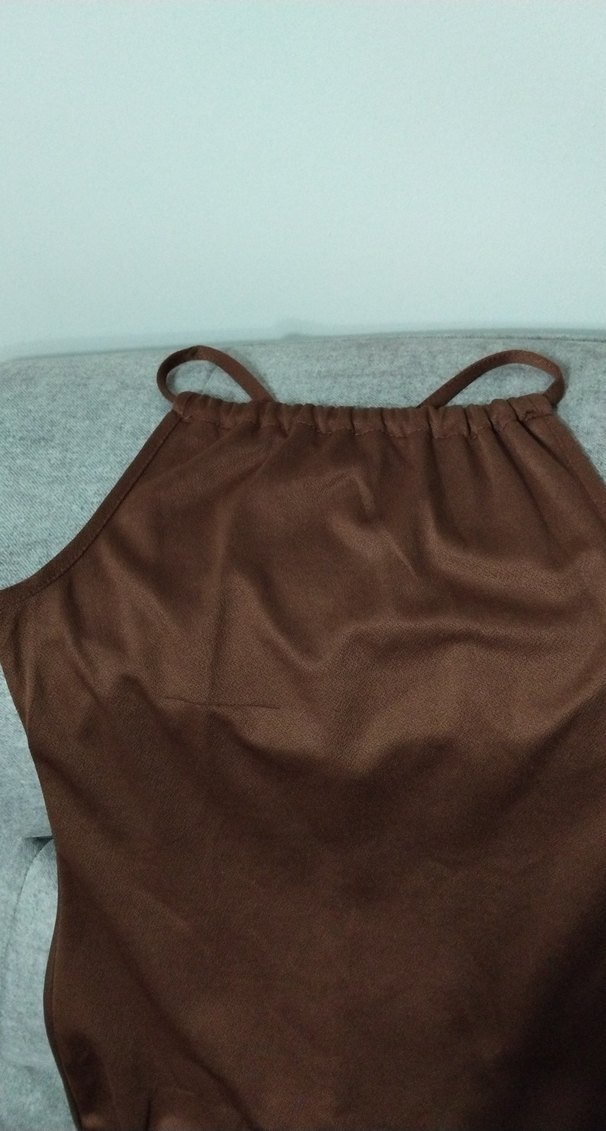 Drapeli Kahverengi Uzun Hamile Eteği - Görsel 2