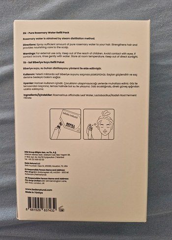 Bade Natural Saf Biberiye Suyu Saç Toniği Refill 200 Ml - Görsel 3