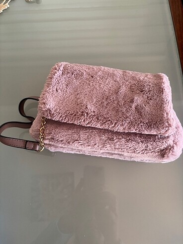 Pembe peluş çanta